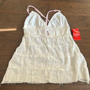 Nolita Women’s Tank Top Sz M Frayed Edges Lace Straps New Cotton Boho ST3125
